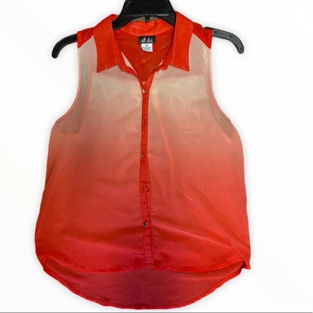 Womens ombré orange collar button sleeveless top